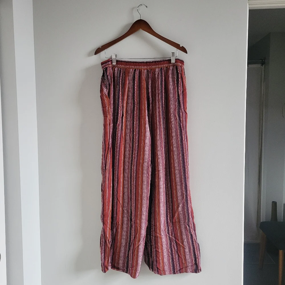 Band of Gypsies Pull On Striped Palazzo Pants High Rise Wide Leg Women Size XL - Picture 4 of 5